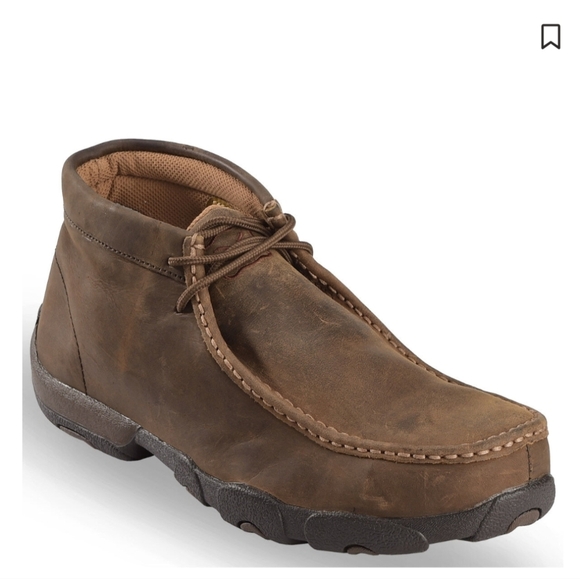 Twisted X Men's Driving Mocs Steel Toe Leather Lace-Up Work Shoes